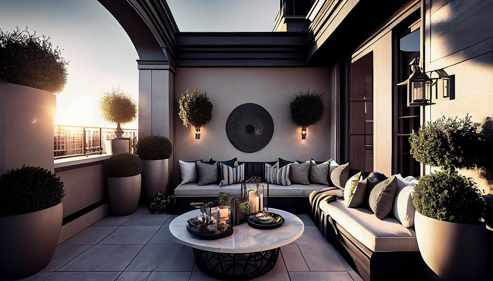 balkon dengan sofa L